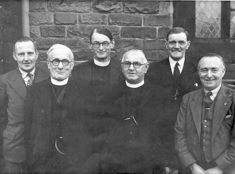 LC15 - Methodist Chapel Diamond Jubilee 1953.JPG - Methodist Chapel Diamond Jubillee, 1953.From L to R:Mr H Robertshaw, Rev Watson, Rev G. Moffat, Rev A.M. Davison, Mr S. Thwaite, Mr A. Throup.